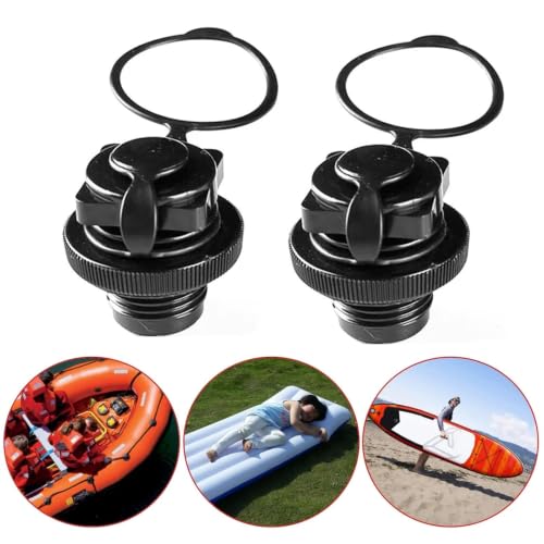 Boston Valve Adapter Kit - 4PCS Air Mattress Cap Replacement - Black 22mm