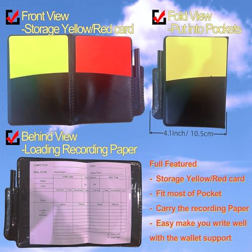 Soccer Referee Card Set - 4 Packs with Wallet, Pencils & Papers