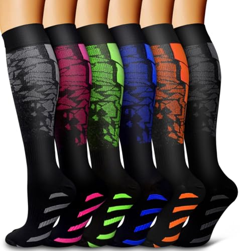 6 Pack Copper Compression Socks for Enhanced Circulation