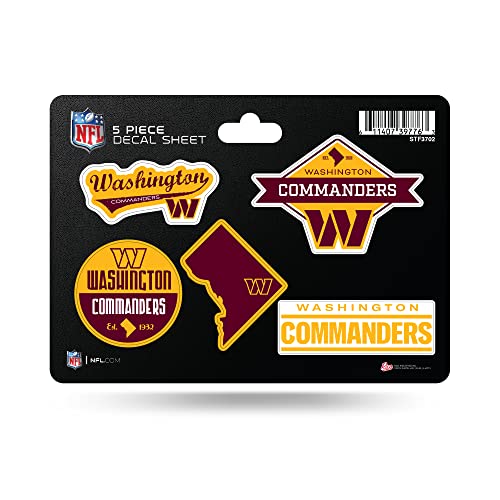 5-Piece Die-Cut Decal Sheet - Washington Commanders, 7"L x 5"W, White