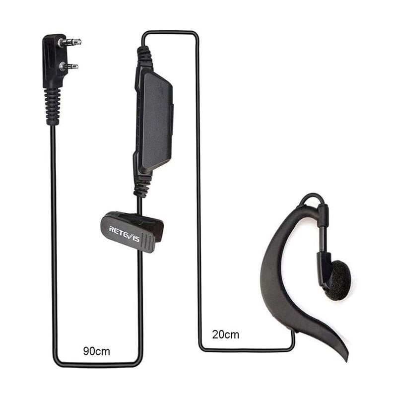 Retevis RT18 Walkie Talkie Earpiece with Mic,G Shape Earhook,for RT22 RT68 RT21 H-777 RT86 RT68H, Compatible with Pxton, Baofeng BF-888S/BF-T26, Kenwood 2 Way Radio, 2 Way Radio Headset(5 Pack)