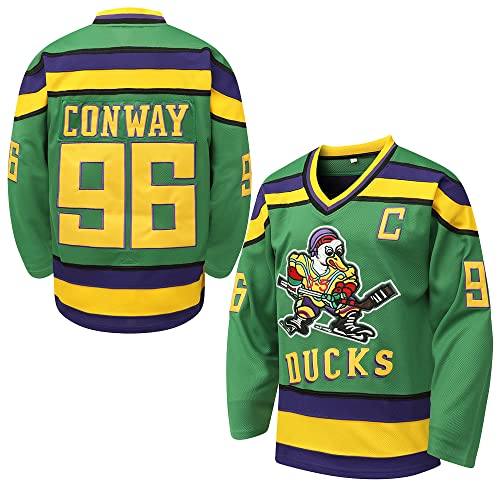 Mighty Ducks Hockey Jersey - Charlie Conway 96 & Adam Banks 99 - X-Large Green