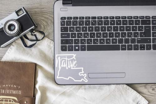Louisiana Native Vinyl Decal - White, 4.5 x 3.9 Inch