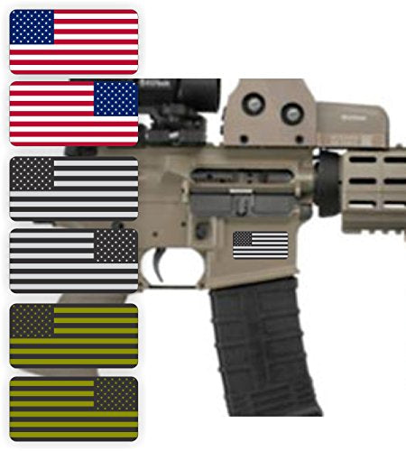 American Flag Decals - 1x2 Inch Distressed USA Flag Stickers - 6 Pack