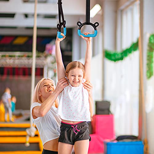 Kids Gymnastics Rings Blue-1 for Indoor & Outdoor Exercise, Adjustable Straps, 220lb Load Capacity