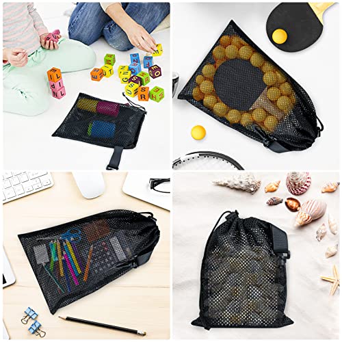 10 PCS With Clips Mesh Drawstring Bags, Portable Nylon Storage Bags