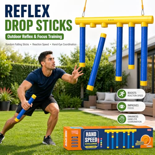 Reflex Drop Sticks Challenge - Adjustable Speed Reaction Training Tool