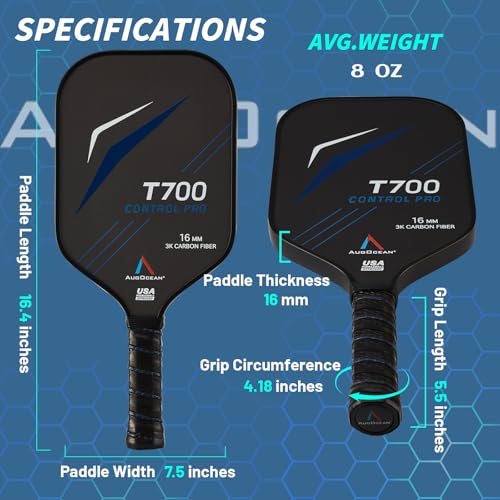 Black USAPA Approved Carbon Fiber Pickleball Paddle Set - Pro 16mm T700SC, High Spin & Control