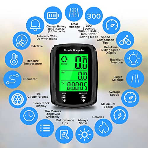 Bike Speedometer & Odometer - Wired LCD Display - Black