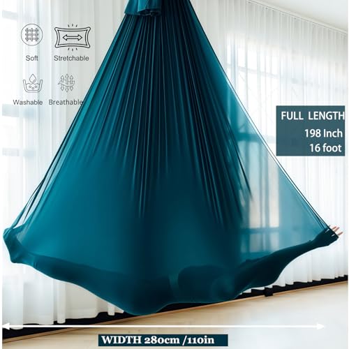 Aerial Silk Yoga Hammock & Swing - Blackish Green with Hardware Kit