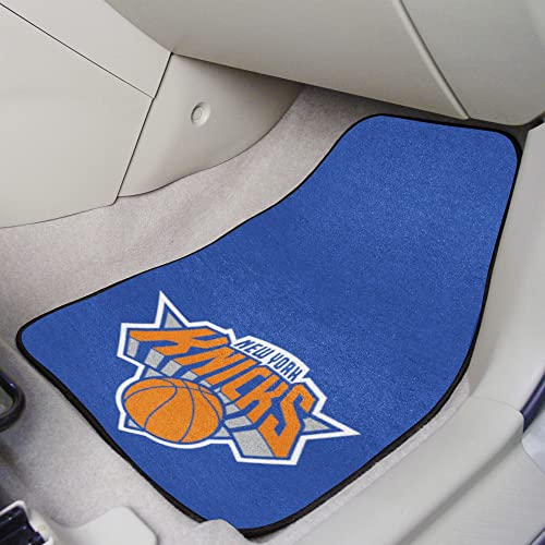 New York Knicks Carpet Car Mat Set - 2 Pieces, 17"x27", Blue
