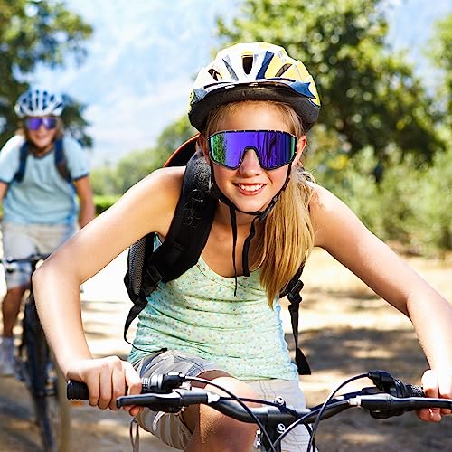 Youth Baseball Sunglasses Kids Polarized Sports UV400 Protection Black Frame Purple Lens