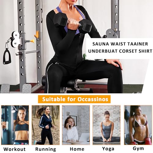 Weight Loss Sauna Suit Shirt for Women - Black, Large