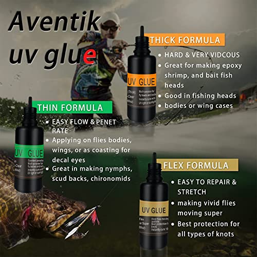 EUPHENG UV Resin Fly Tying Kit with 3+395nm Pen Light Set - Thick, Thin & Flex 20ml
