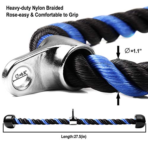 Tricep Rope Cable Attachment - 27 & 36 Inch, Non-Slip Grip