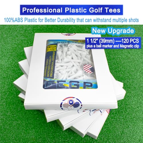 FEGP GOLF 1.5 Inch Plastic Golf Tees 120-Pack Short Tees for Irons & Drivers