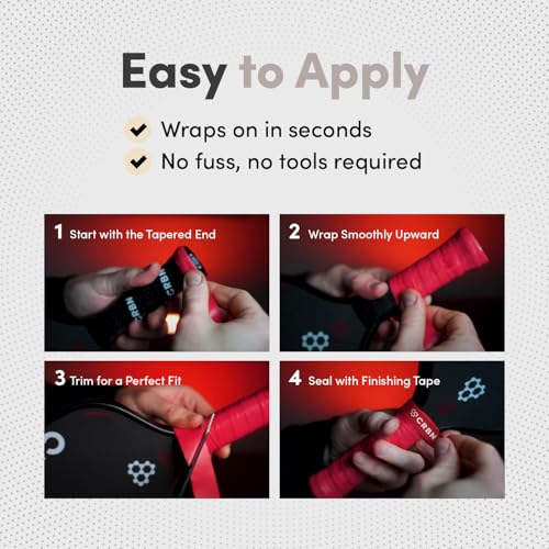 Pickleball Paddle Grip Tape - Drytec Overgrips 4 Pack - Red