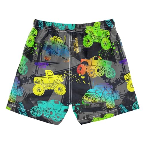 Boys Toddler Swim Trunks 3T Monster Truck Car - Mesh-Lined Beach Shorts