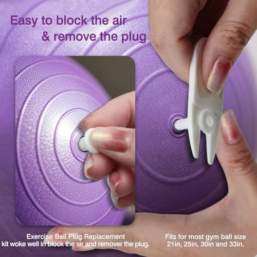 Exercise Ball Plug Replacement Kit - 5 Air Stopper Plugs & Remover Tool