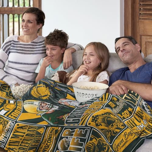 Football Blanket - Cozy Green Throw for Bed & Couch, 60"x50"
