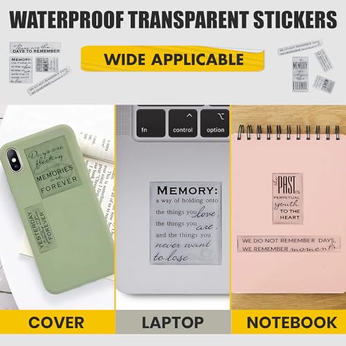 Memorial Family Quotes Epoxy Stickers - Clear & Black, 12 Pack