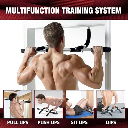 Pull Up Bar for Doorway - Portable Strength Training Bar - Silver