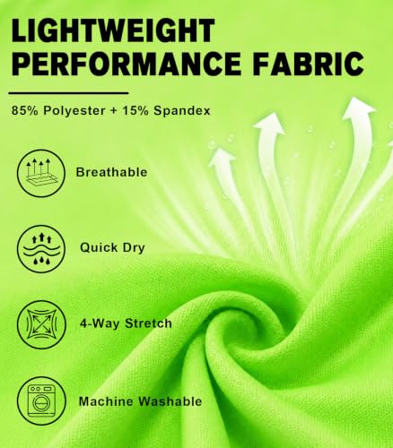 Boys Quick Dry Athletic Shirt - Lightweight Sports Tee, Neon Green, 11-12 Years
