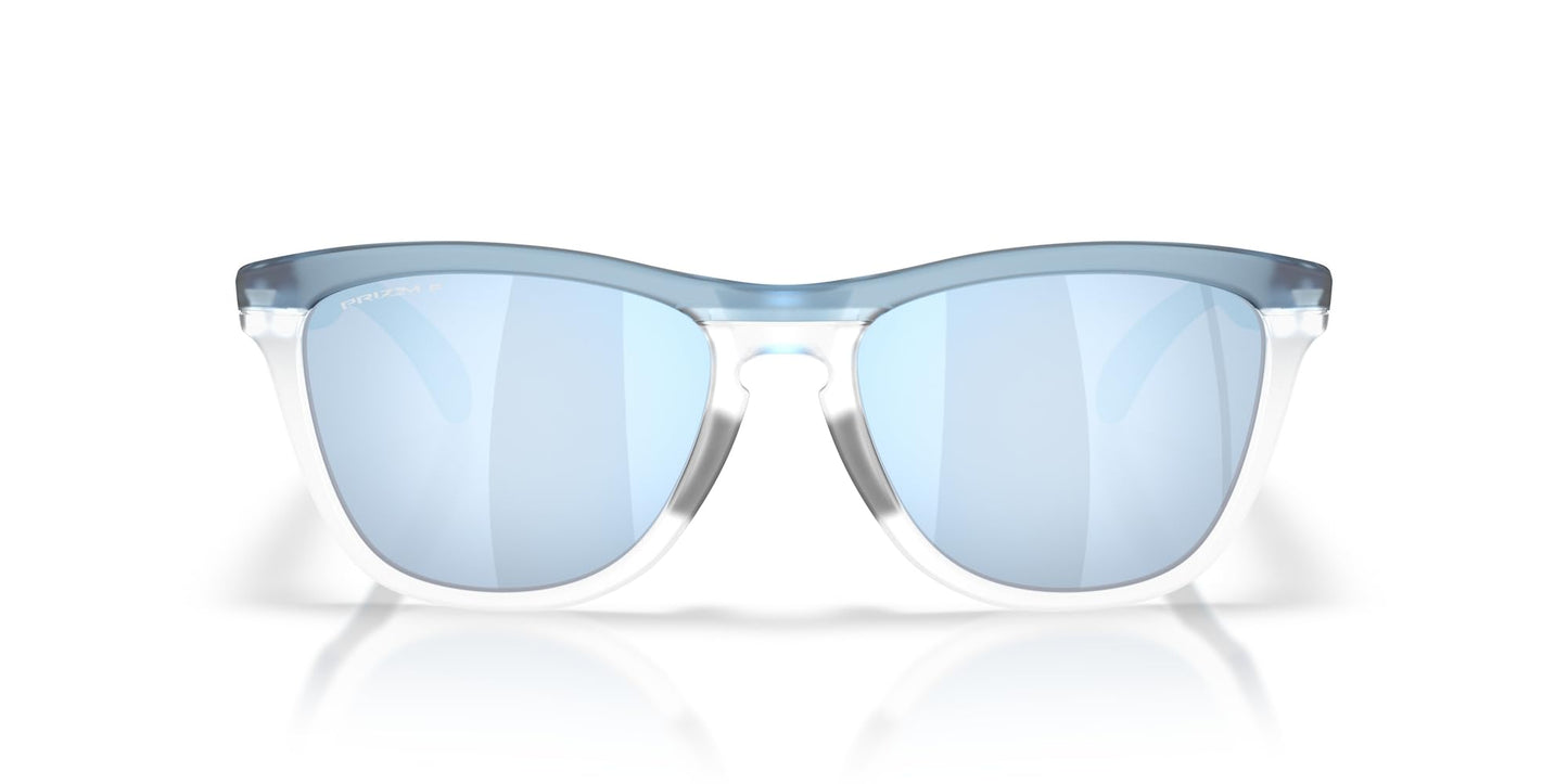 Oakley OO9503 Frogskins Range XL Sunglasses, Transparent Stonewash/Clear/Prizm Deep Water Polarized, 58 mm