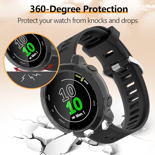 Kimiyaki 3 Pack TPU Screen Protector Case for Garmin Forerunner 55/158 – Black