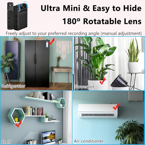 Only 5/8IN! Hidden Camera, with Audio, 4K Mini Small Camera, 64GB SD Card Included! Spy Hidden Cameras for Home Indoor, Spy Cam with Night Vision & Motion Detection, Baby Monitor Small Mini Wireless