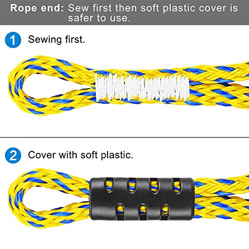 Heavy Duty Boat Tow Harness for Tubing - Yellow-Blue 8ft