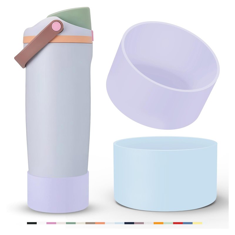 2 Pcs Silicone Boot for Owala 40oz & 30oz FreeSip Sway Tumblers, Protective Bottom Bumper Anti-Slip Sleeve Accessories for FreeSip Sway Water Bottles, Dishwasher Safe and BPA Free(Glacier+Orchid)
