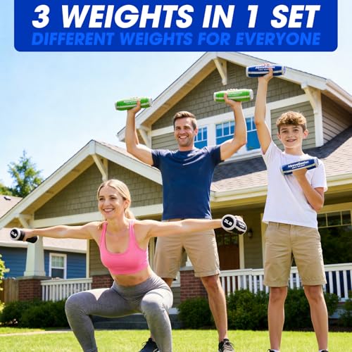 AboveGenius 18Lb Soft Hand Weights Set with Variation in Blue, Black, Green for Home & Fitness