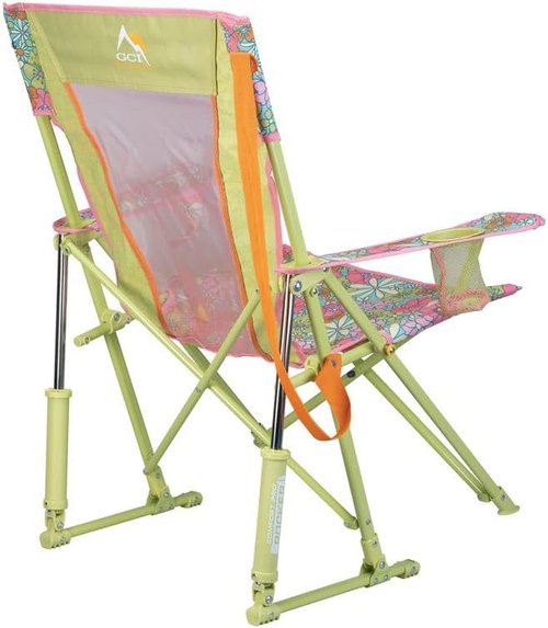 GCI Outdoor Comfort Pro Rocker Camping Chair - Portable Folding Rocking Chair with Durable Armrests & Drink Holder - Floral