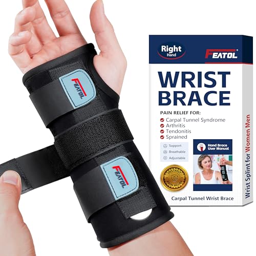 Adjustable Carpal Tunnel Wrist Brace with Metal Splint – Right Hand Support for Pain Relief
