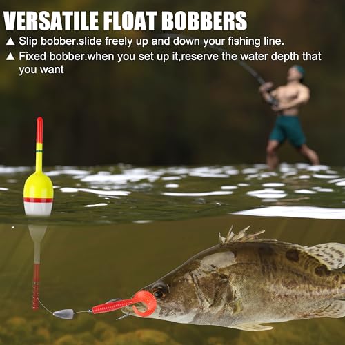 SILANON 1.97in x 0.91in x 5.63in Slip Bobbers, 10pcs — Wood Fishing Floats for Crappie, Catfish, Panfish, Walleye