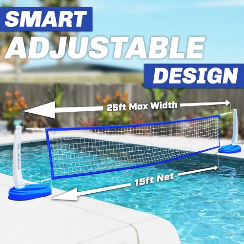Pool Volleyball Net Set with 2 Water Volleyballs & Pump - Blue