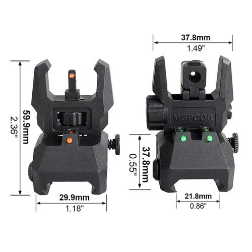 Fiber Optic Sights Flip Up Front and Rear Backup Sights with Green Red Fiber Optics Polymer Fiber Sight Black