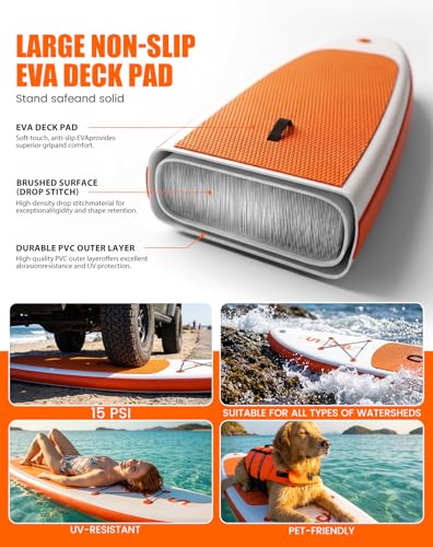 Inflatable Stand Up Paddle Board - 10'6'' Sunset Orange with Accessories