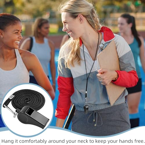 4 Pack Thick Plastic Sports Whistles with Lanyards - Loud Coach & Referee Gear