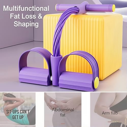 Pedal Resistance Bands with Handles - 6-Tube Fitness Band, Purple