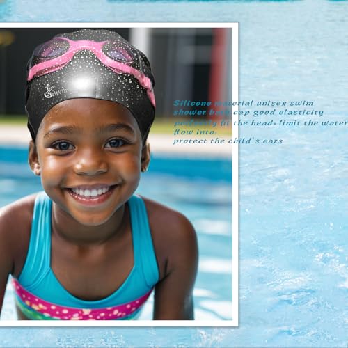 Fuchsia Extra Large Kids Swim Cap for Long Hair Dreadlocks & Braids Waterproof Silicone Turban