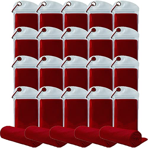 immoono Red Cooling Towels Pack of 20 40x12" Microfiber Workout Towels for Gym Yoga & Sports