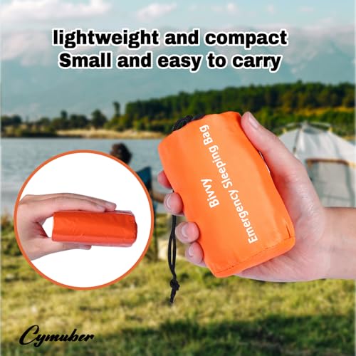Cymuber Survival Orange 2-Pack Emergency Sleeping Bags Waterproof Thermal Bivy Sacks