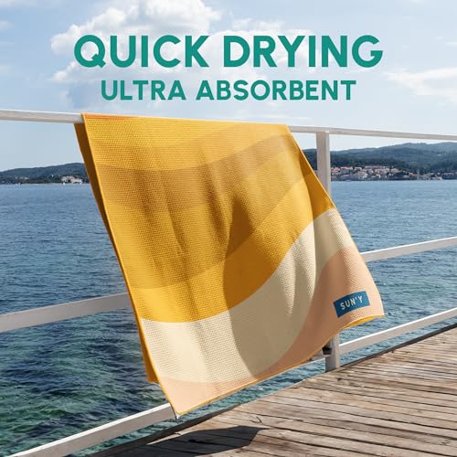 SUN'Y Boho Microfiber Beach Towel - Sand Free, Quick Dry, Large 63x31.5"