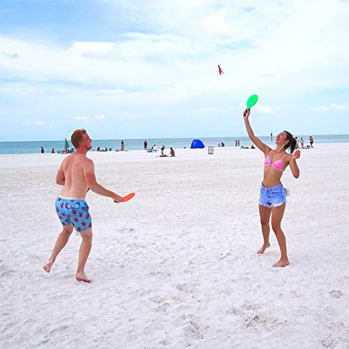 Paddle Ball Game Set with Carry Bag - 2 Wooden Paddles, 4 Birdies, 1 Ball - One Size