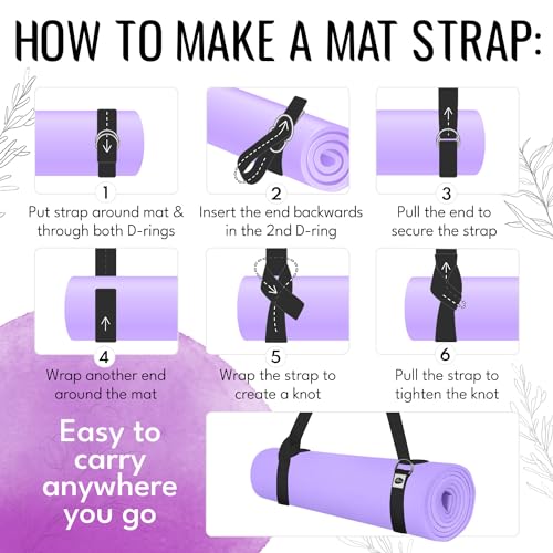 Yoga Strap for Stretching - Cotton 6 ft - Adjustable Non-Slip - Black