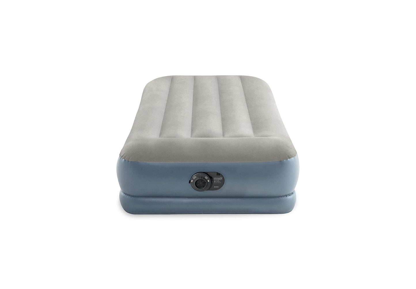 Intex 64115ED Dura-Beam Standard Pillow Rest Air Mattress: Fiber-Tech – Twin Size – Built-in Electric Pump – 12in Bed Height – 300lb Weight Capacity