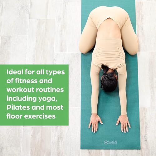 Yoga & Pilates Mat - 1/4 Inch Thick with Carrier Strap - Black