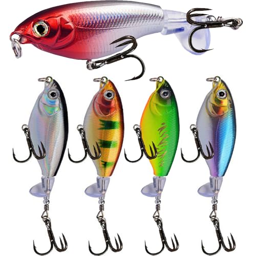 Top Water Fishing Lures with 3D Eyes - 5pcs Bass Bait